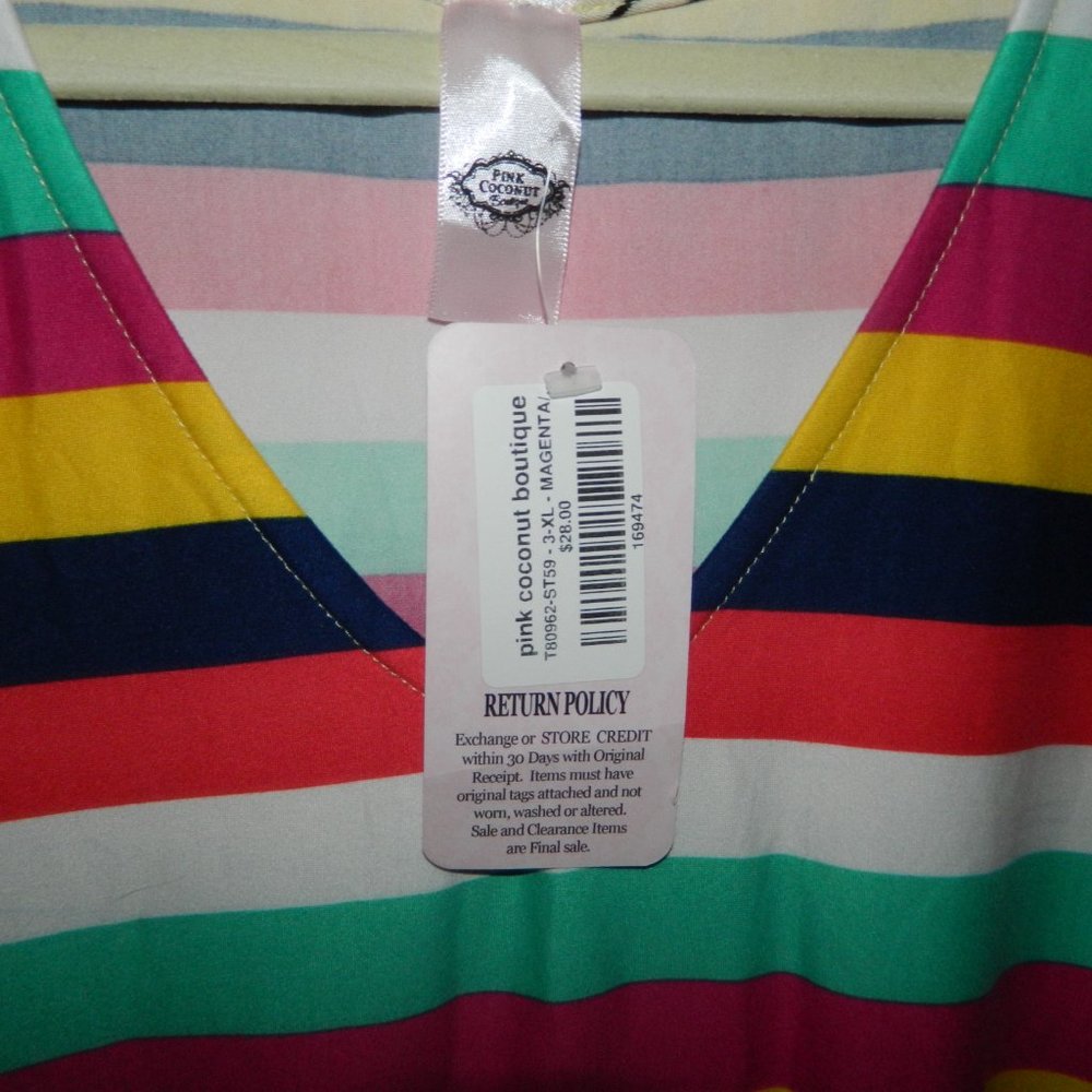 Pink Coconut Boutique Stripe Top Blouse Size 3XL (P-51) - Picture 2 of 5